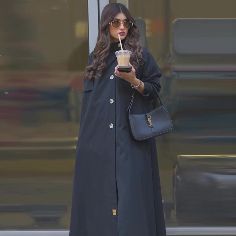 Autumn/Winter Women's British Retro Motorcycle Jacket Medium to Long