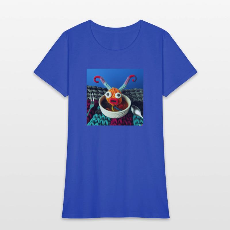 Amazing knitted monster watches the planet.