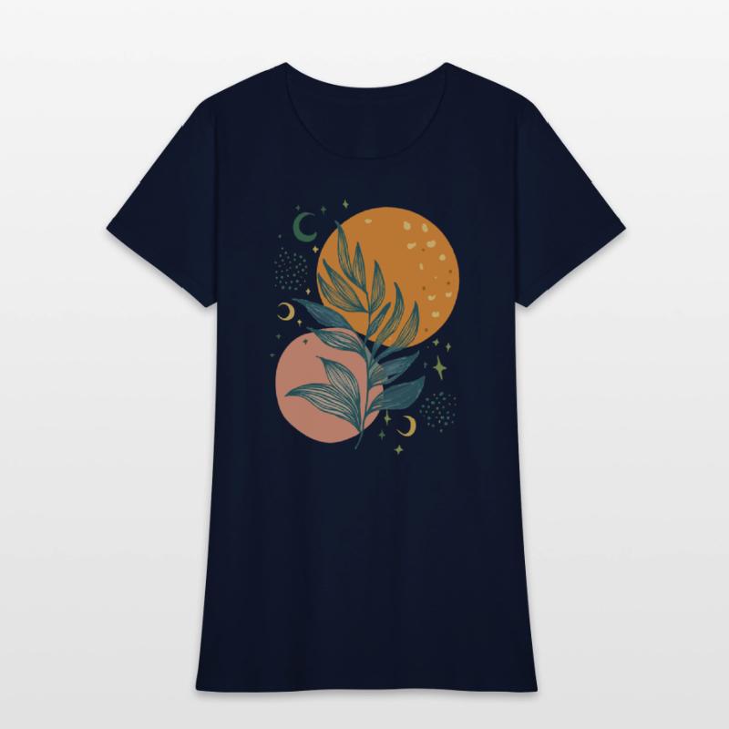 Boho Moon and Leaf Art: Chic Botanical Design