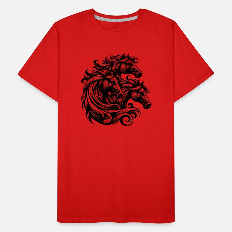 Wild Horse Heads With Elegant Manes In The Wind