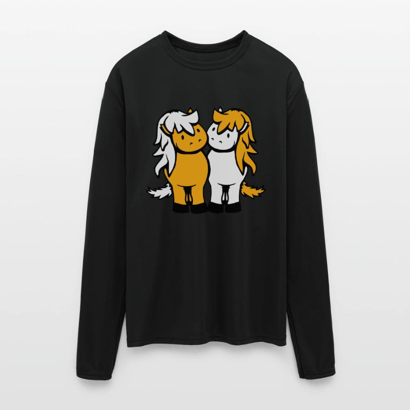 2 horses Team Pony Foal Couple Comic Friends Love