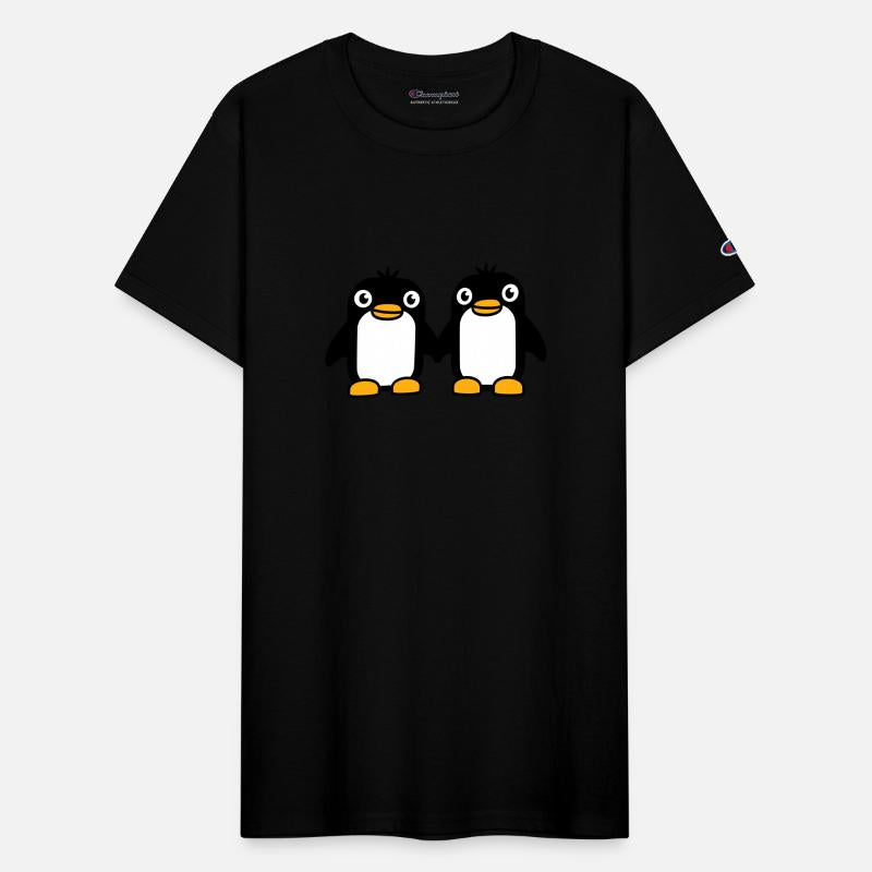 2 Penguins Couple Holding Hands In Love Friends