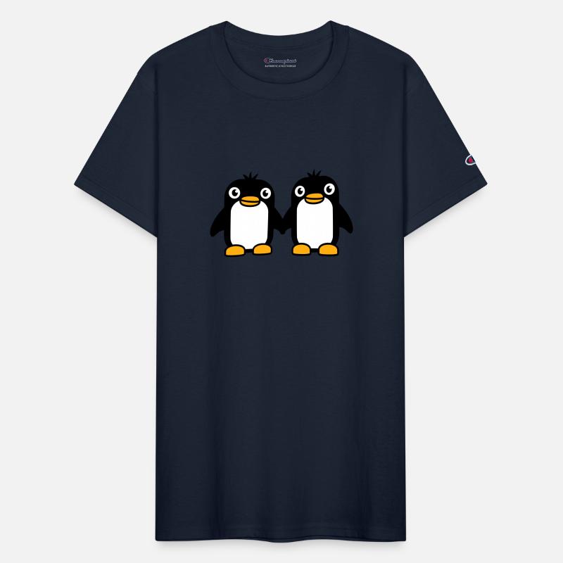 2 Penguins Couple Holding Hands In Love Friends