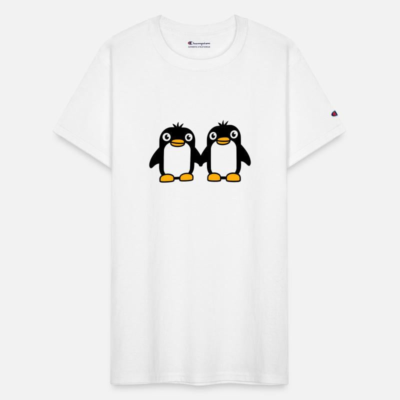 2 Penguins Couple Holding Hands In Love Friends