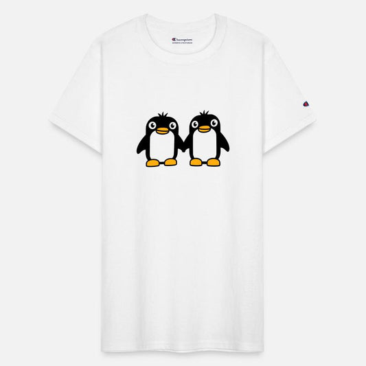 2 Penguins Couple Holding Hands In Love Friends