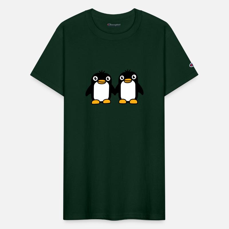 2 Penguins Couple Holding Hands In Love Friends
