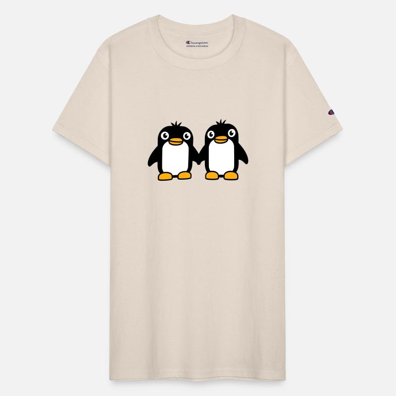2 Penguins Couple Holding Hands In Love Friends