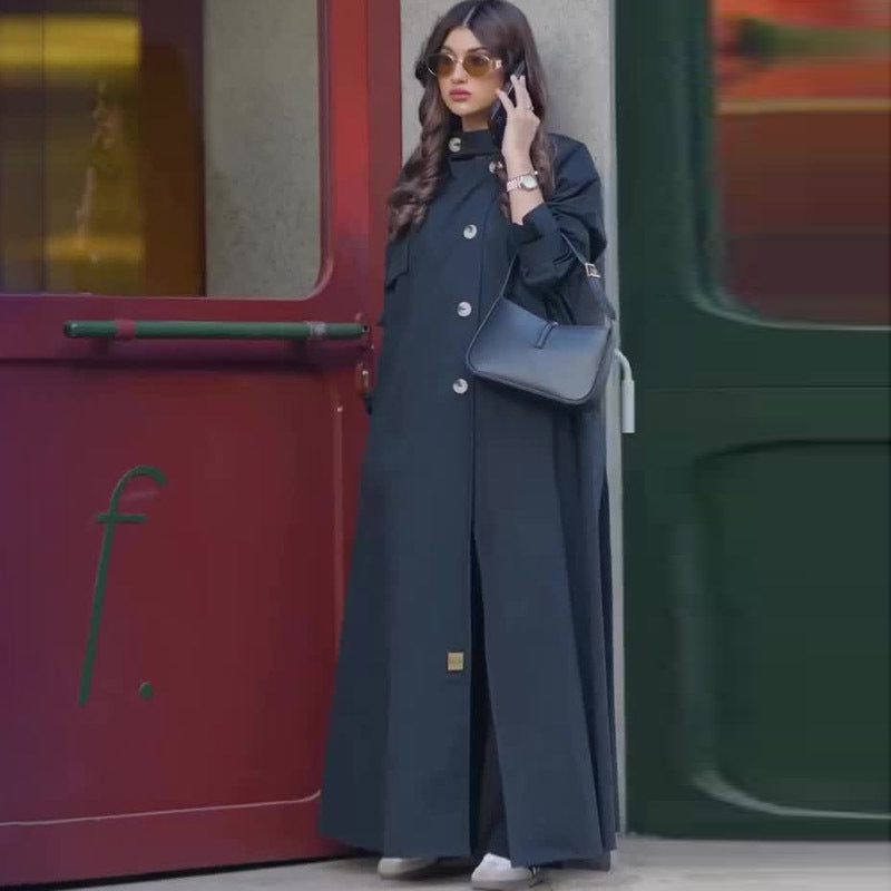 Autumn/Winter Women's British Retro Motorcycle Jacket Medium to Long