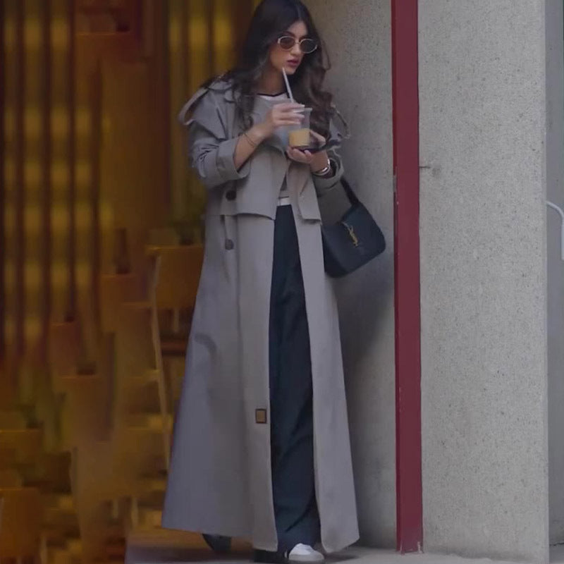 Autumn/Winter Women's British Retro Motorcycle Jacket Medium to Long