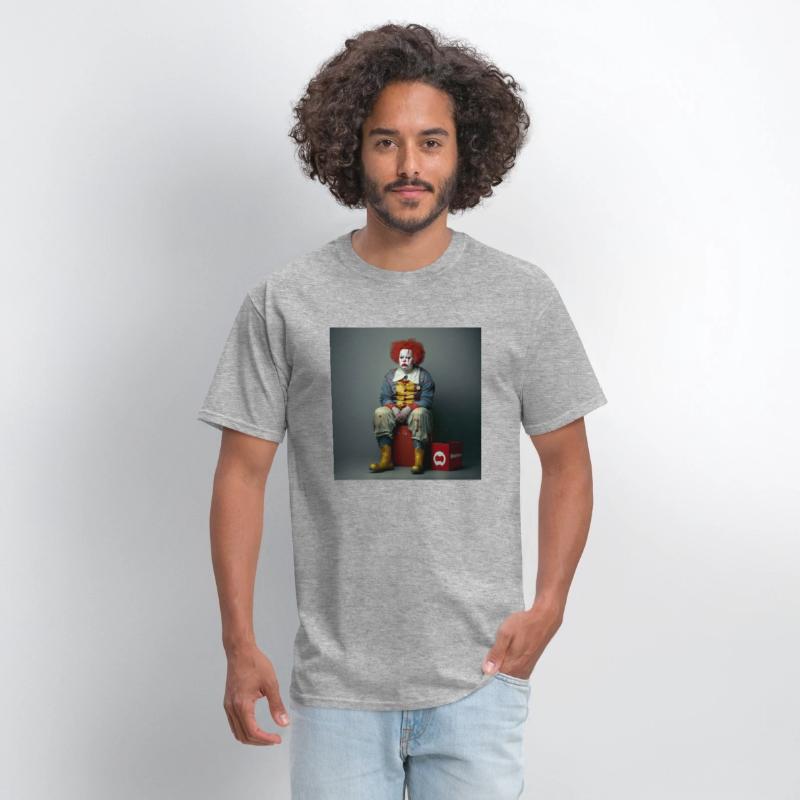 A clown sitting on top of a red box