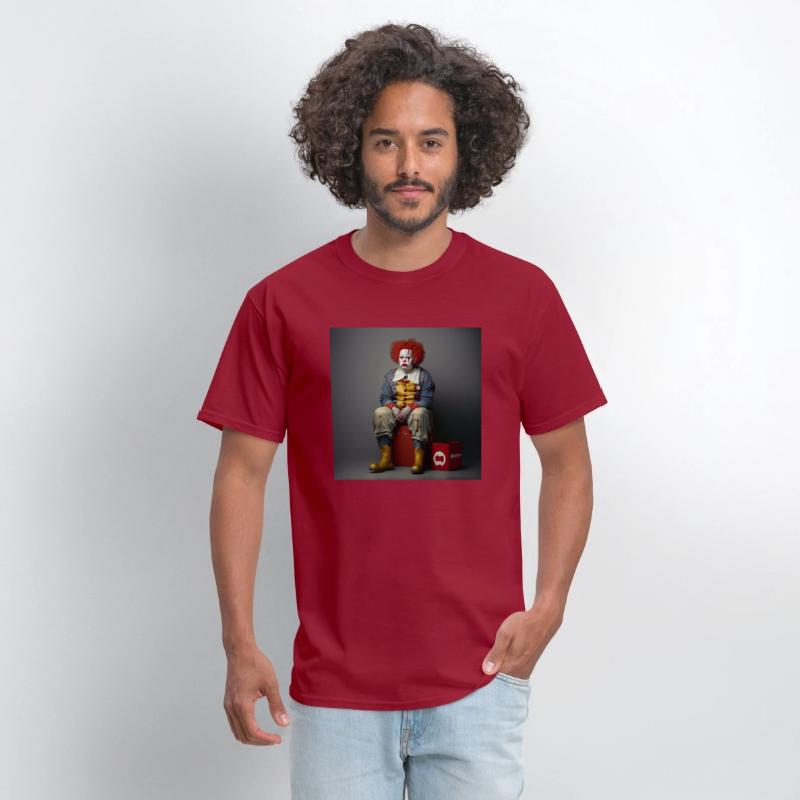 A clown sitting on top of a red box