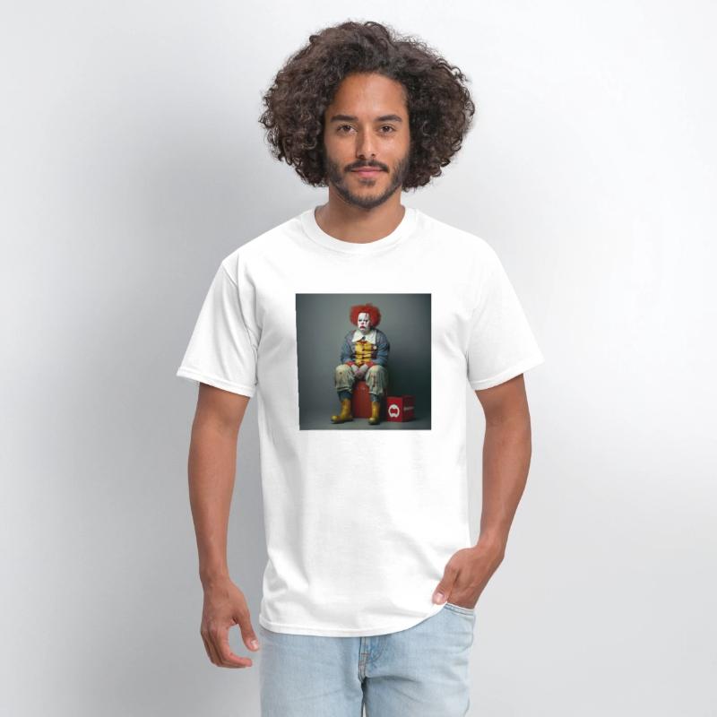 A clown sitting on top of a red box