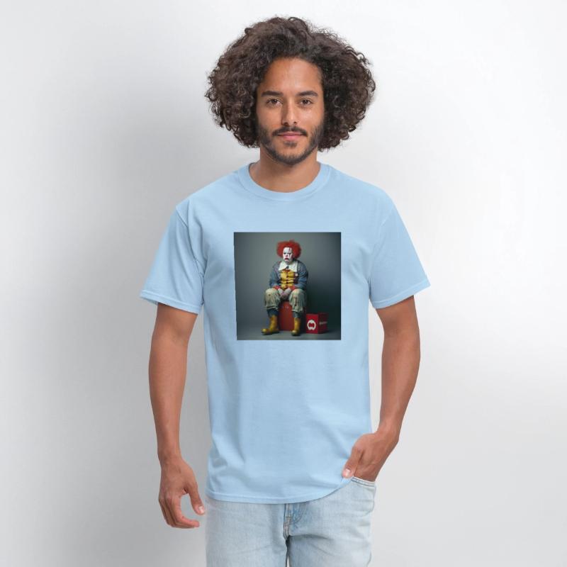 A clown sitting on top of a red box