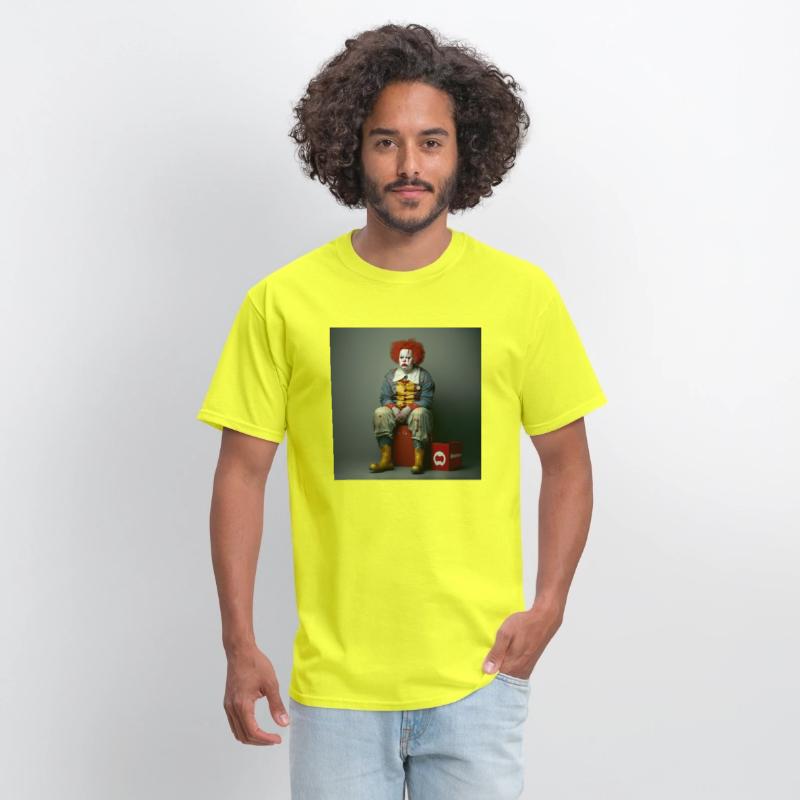 A clown sitting on top of a red box