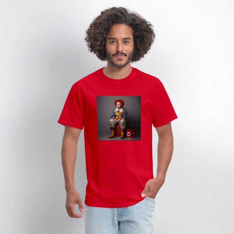 A clown sitting on top of a red box