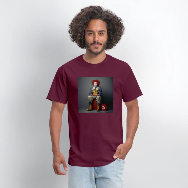 A clown sitting on top of a red box