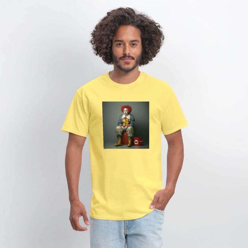 A clown sitting on top of a red box