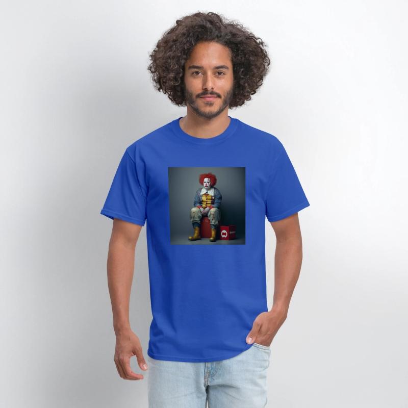 A clown sitting on top of a red box