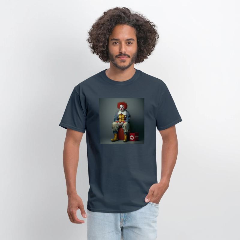 A clown sitting on top of a red box