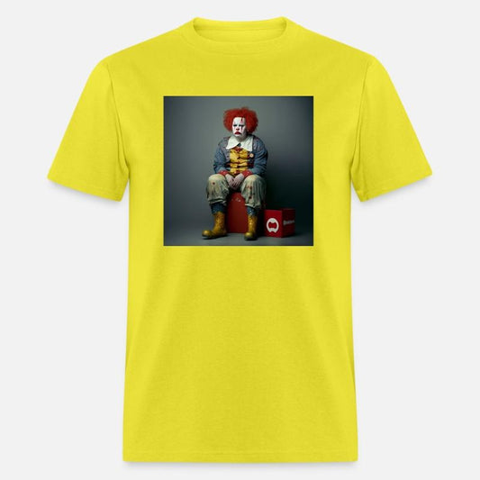 A clown sitting on top of a red box