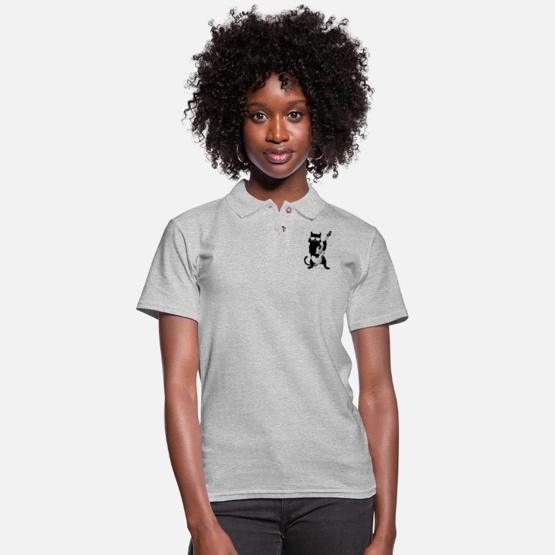 A rock cat playing guitar music tee