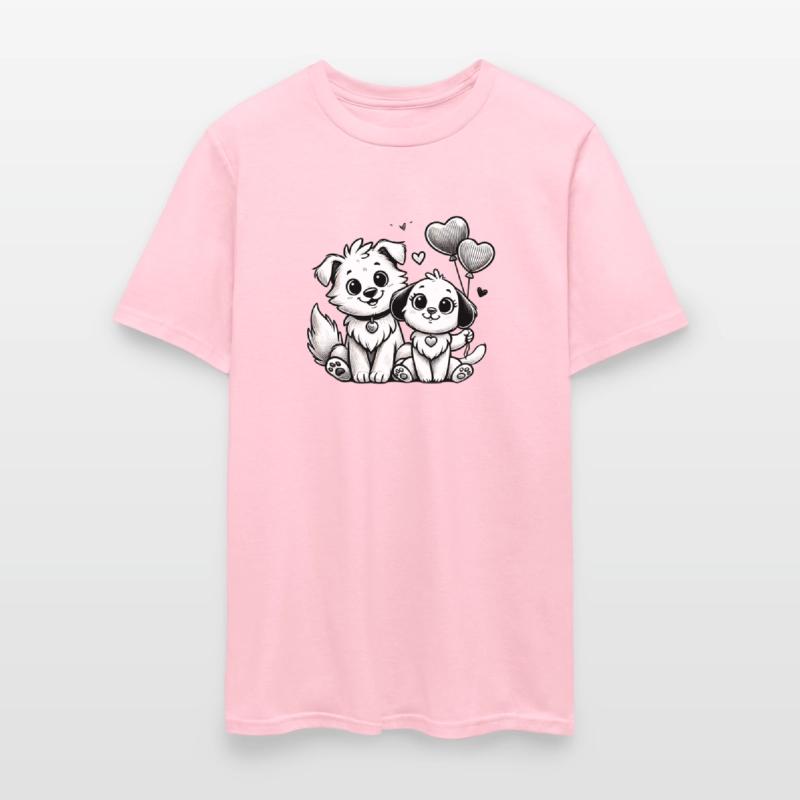 Adorable Puppy Couple with Heart Balloons