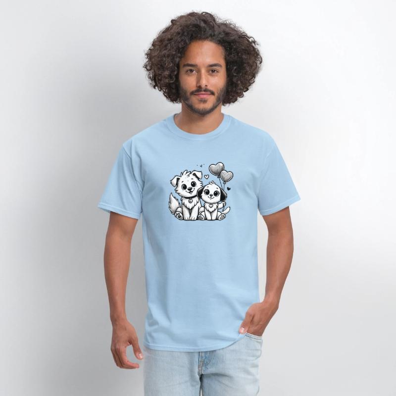 Adorable Puppy Couple with Heart Balloons