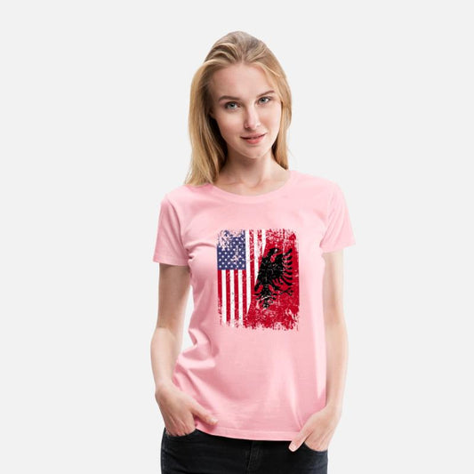 Albanian Roots Red Eagle Half American Albania Fla