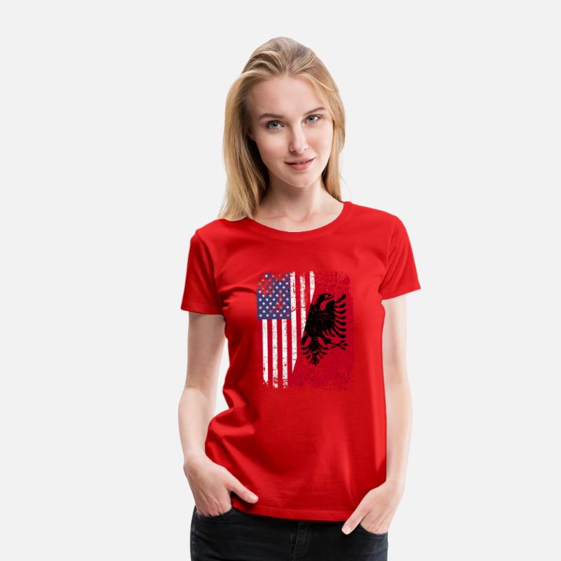 Albanian Roots Red Eagle Half American Albania Fla