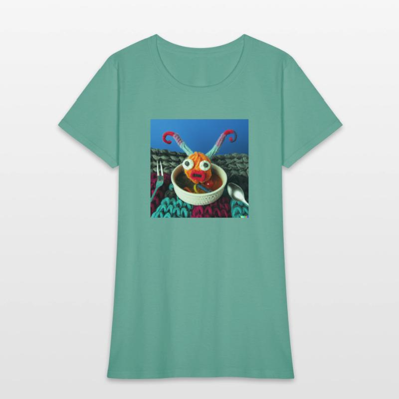 Amazing knitted monster watches the planet.