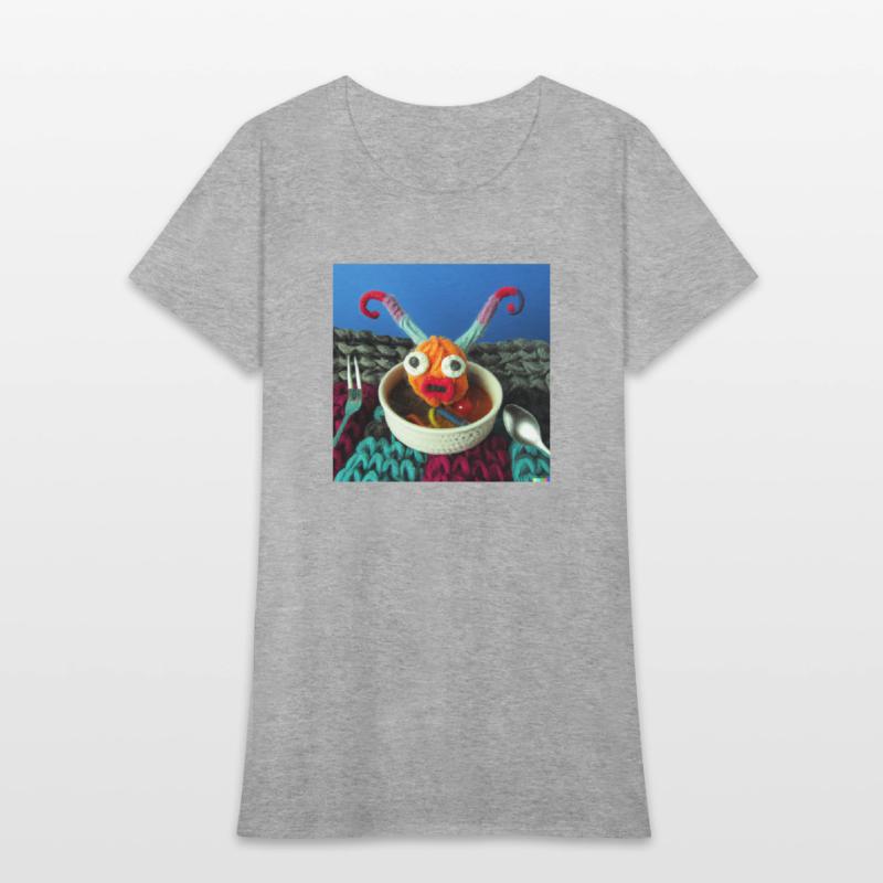 Amazing knitted monster watches the planet.