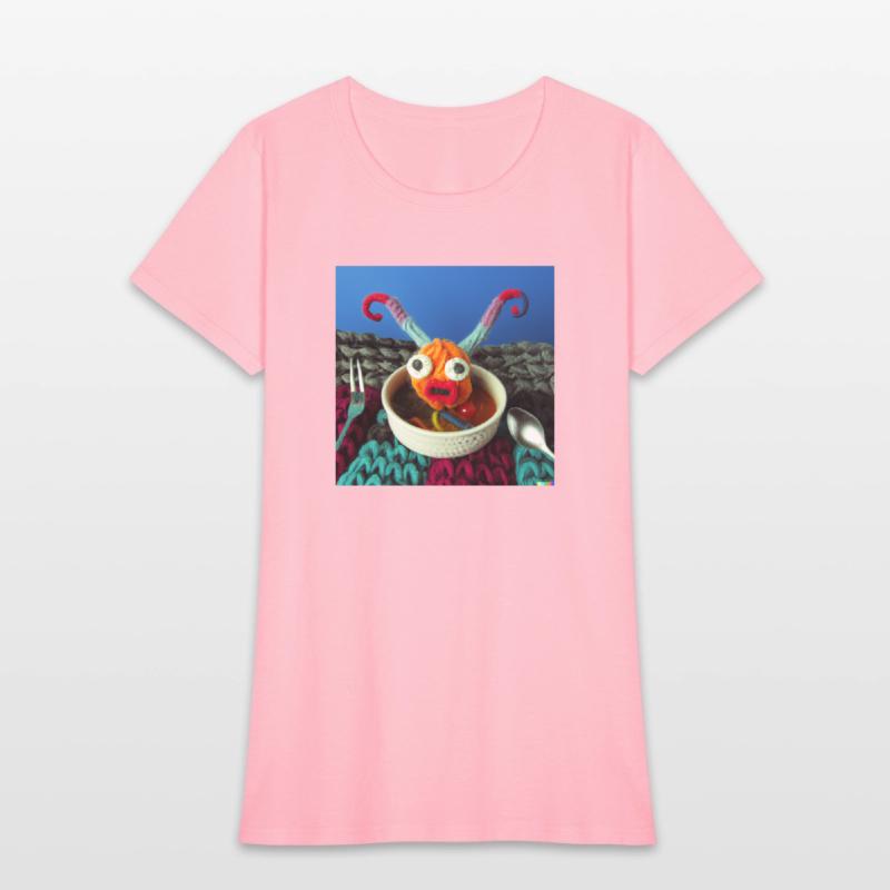 Amazing knitted monster watches the planet.