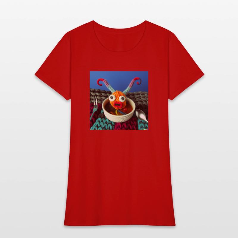 Amazing knitted monster watches the planet.