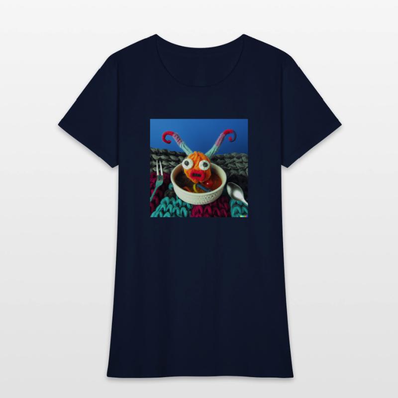 Amazing knitted monster watches the planet.