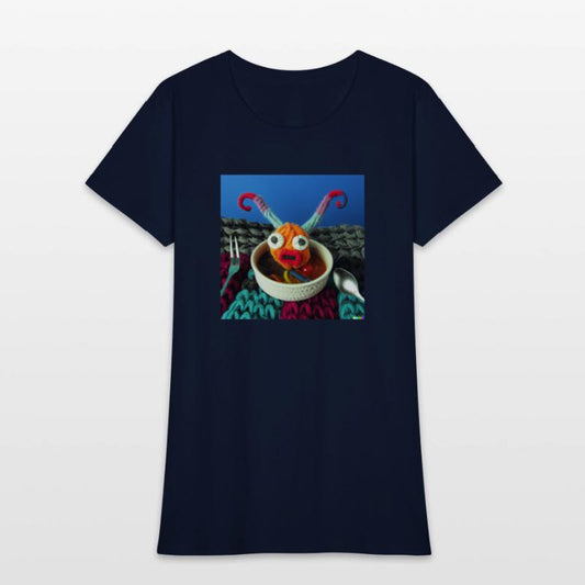 Amazing knitted monster watches the planet.