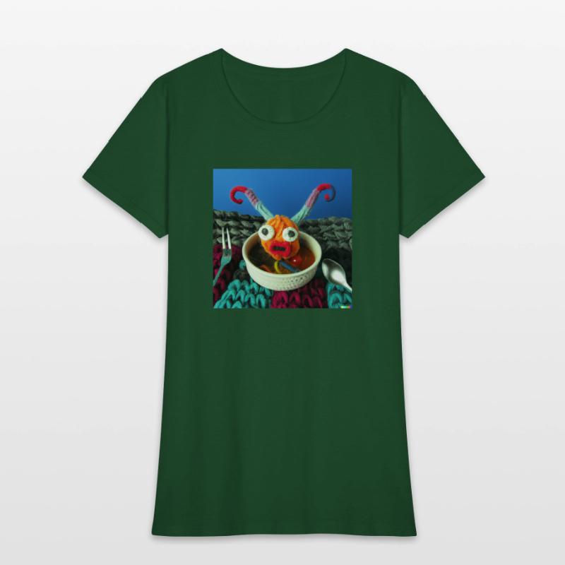 Amazing knitted monster watches the planet.