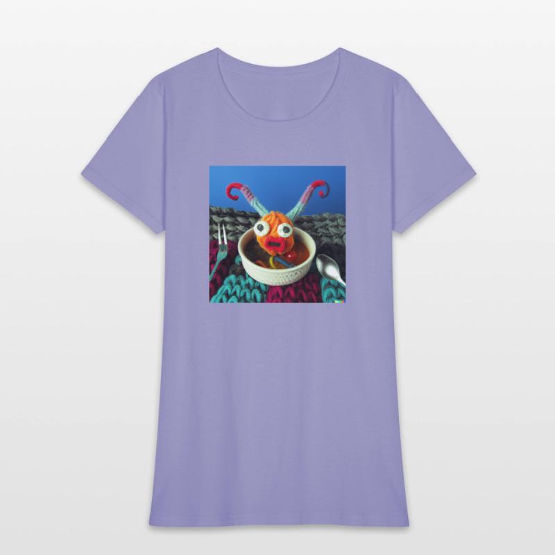 Amazing knitted monster watches the planet.