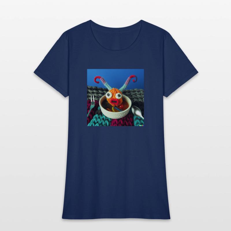 Amazing knitted monster watches the planet.