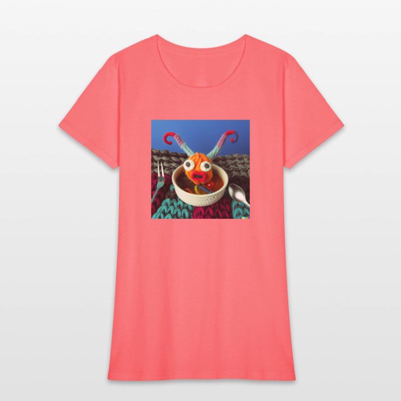 Amazing knitted monster watches the planet.