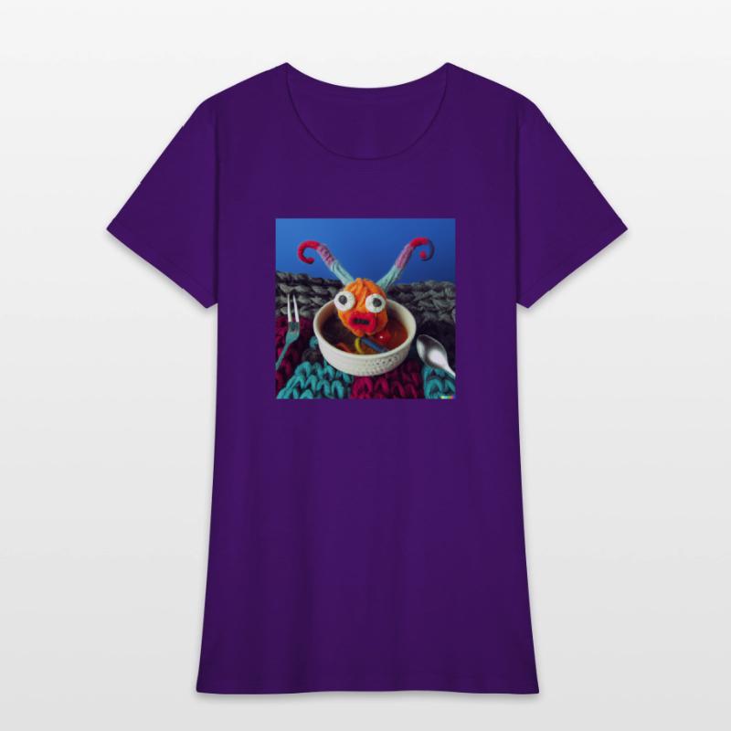 Amazing knitted monster watches the planet.