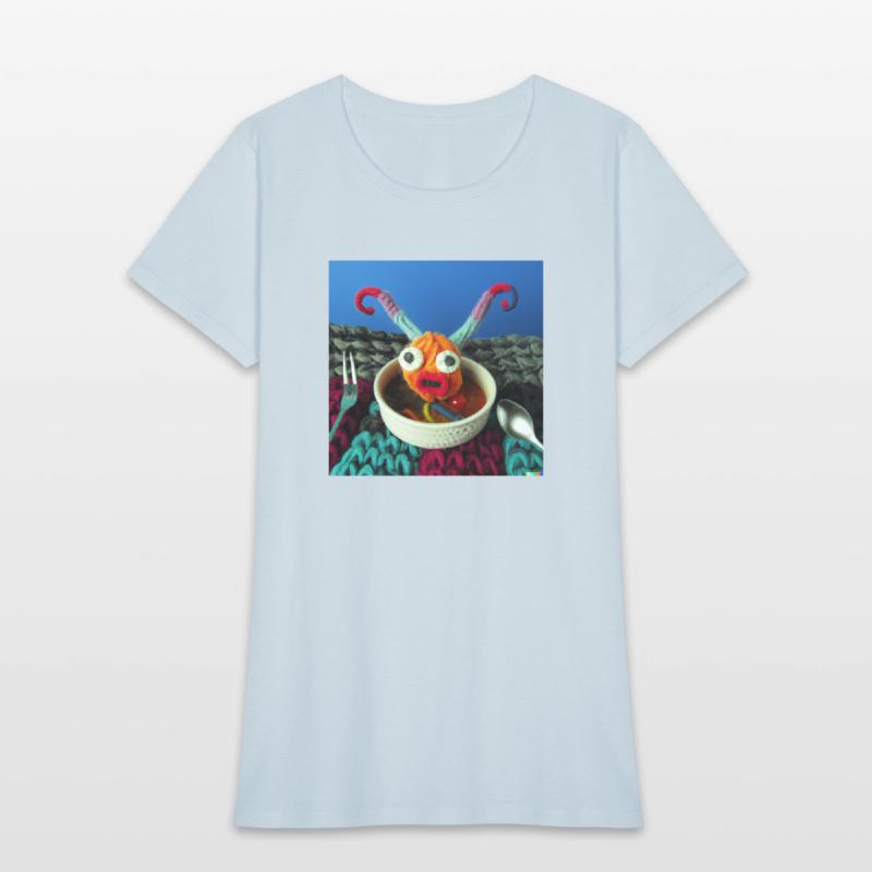 Amazing knitted monster watches the planet.