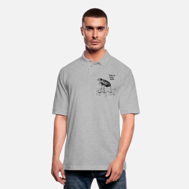 An ostrich burying its head in the sand. Relax man