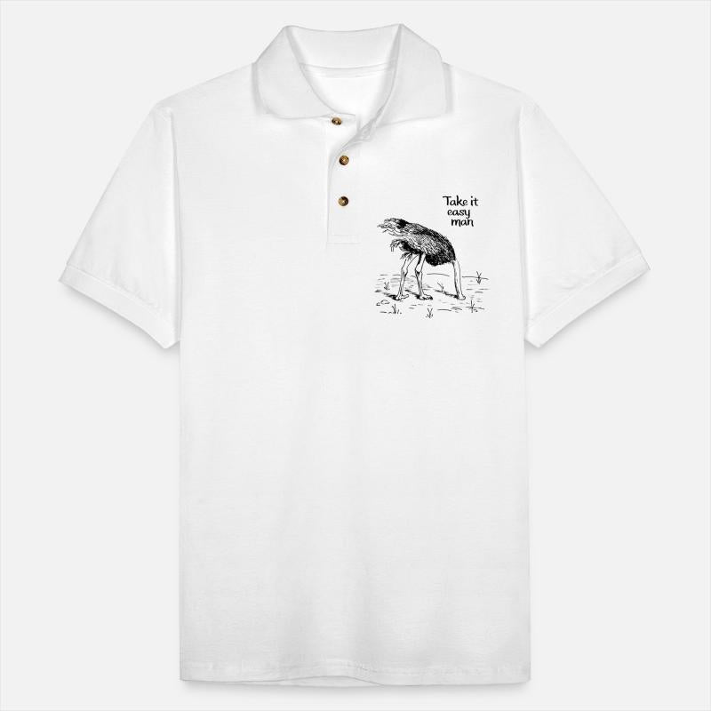 An ostrich burying its head in the sand. Relax man