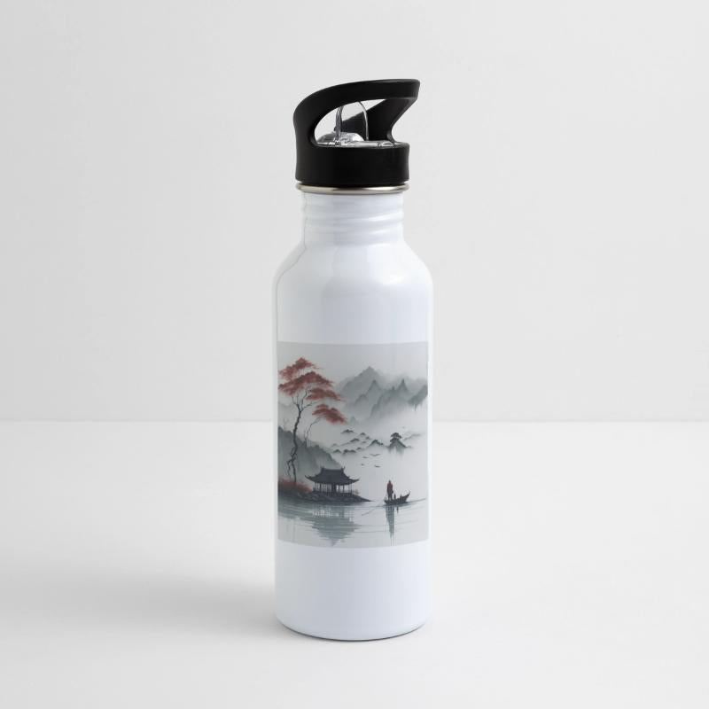 beautiful chinese ink painting man on the boat