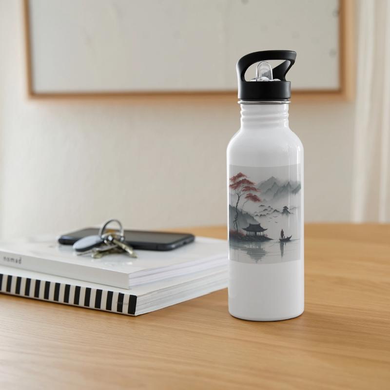 beautiful chinese ink painting man on the boat