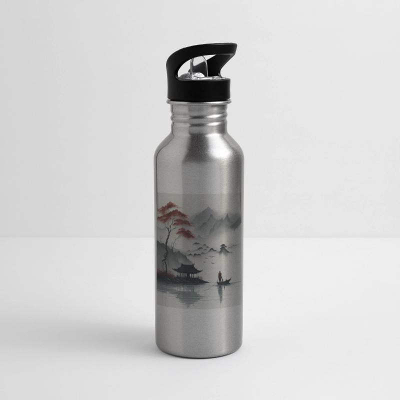 beautiful chinese ink painting man on the boat