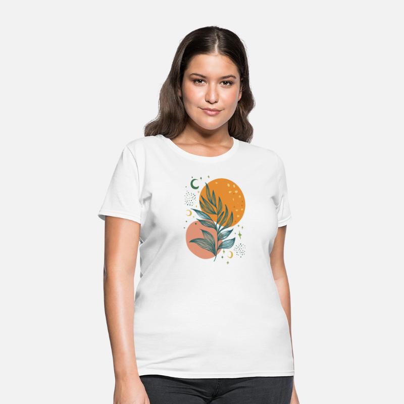 Boho Moon and Leaf Art: Chic Botanical Design