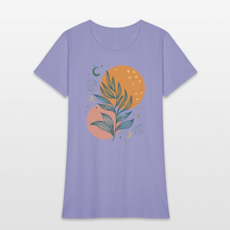 Boho Moon and Leaf Art: Chic Botanical Design