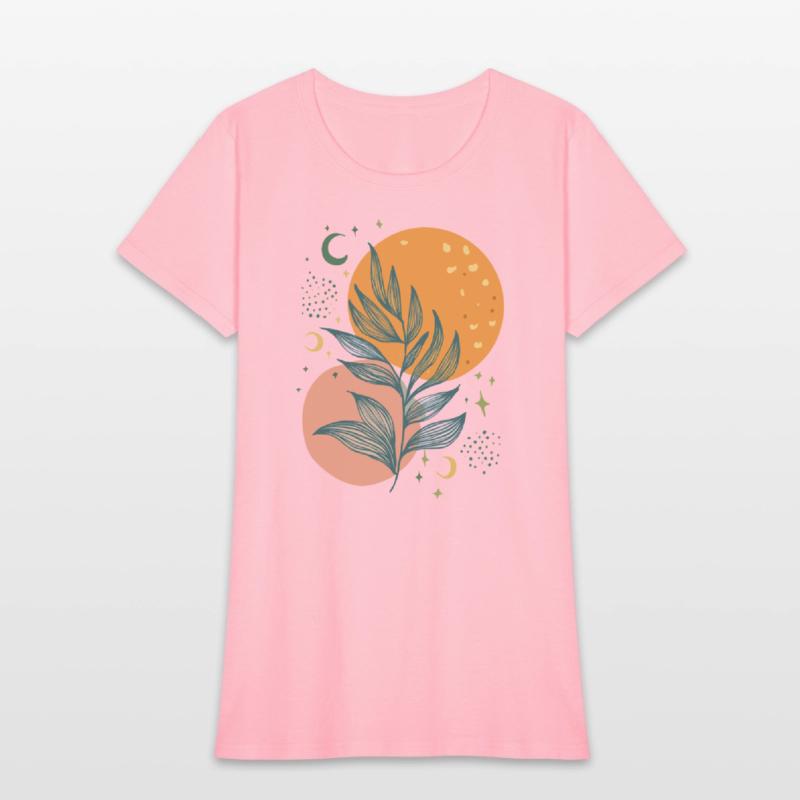 Boho Moon and Leaf Art: Chic Botanical Design