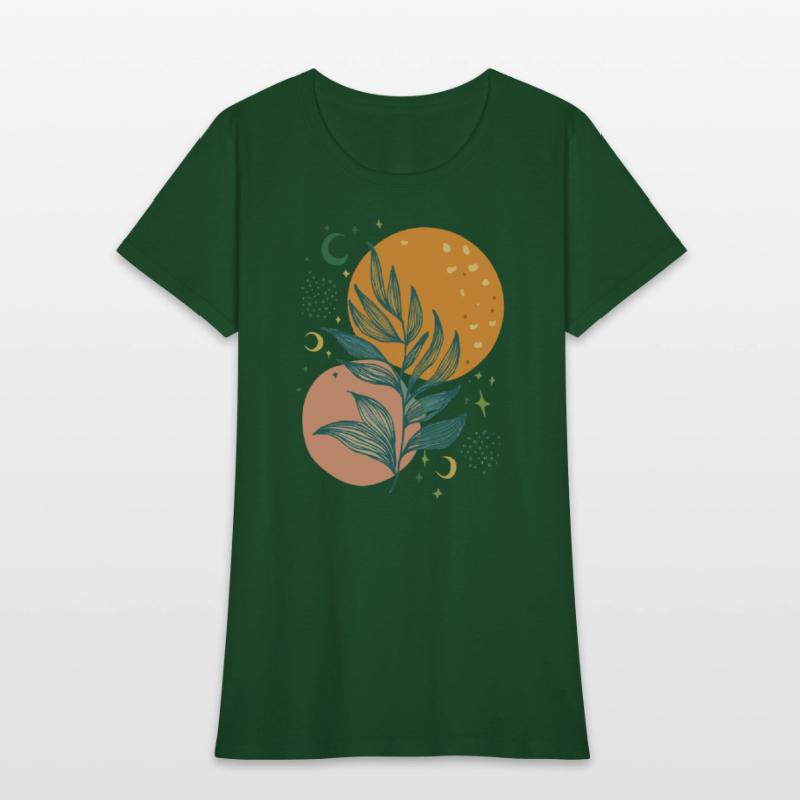 Boho Moon and Leaf Art: Chic Botanical Design